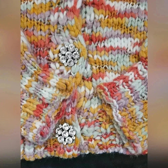 Wild Fable Target Rhinestone Cropped Chunky Knit Boho Tween Sweater Cardi Small - Picture 7 of 8